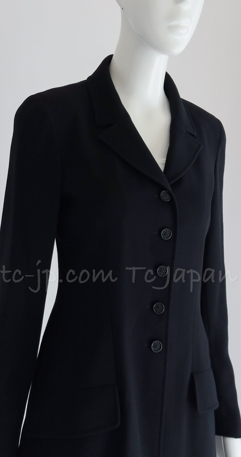 CHANEL 97S Vintage Black Silk CC Logo Coat Jacket 36 シャネル ヴィンテージ ブラック シルク CCロゴ コート ジャケット 即発
