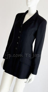 CHANEL 97S Vintage Black Silk CC Logo Coat Jacket 36 シャネル ヴィンテージ ブラック シルク CCロゴ コート ジャケット 即発