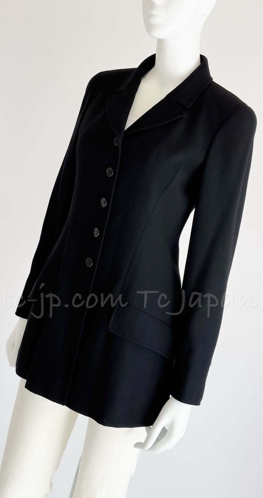 CHANEL 97S Vintage Black Silk CC Logo Coat Jacket 36 シャネル ヴィンテージ ブラック シルク CCロゴ コート ジャケット 即発