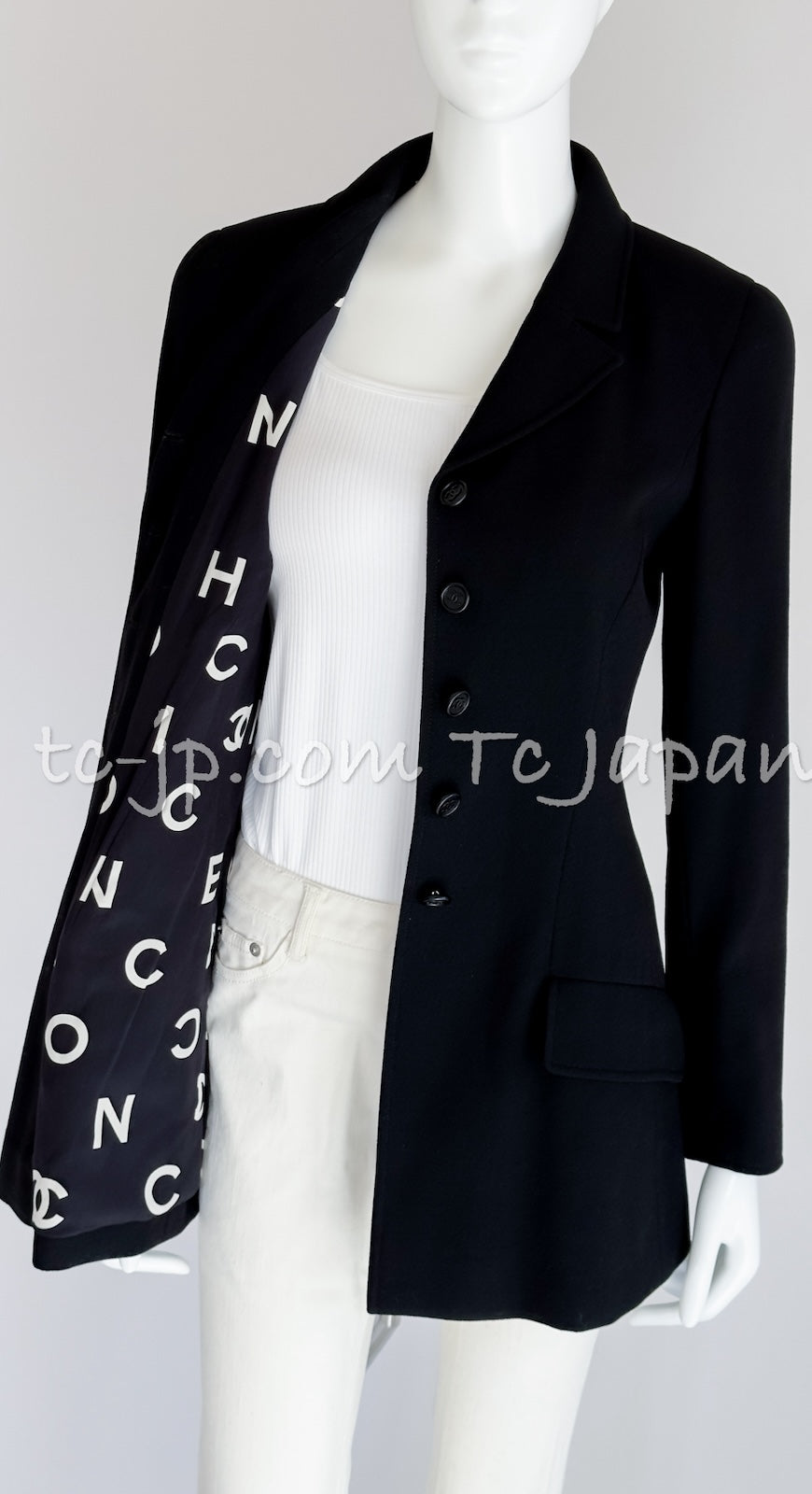 CHANEL 97S Vintage Black Silk CC Logo Coat Jacket 36 シャネル ヴィンテージ ブラック シルク CCロゴ コート ジャケット 即発