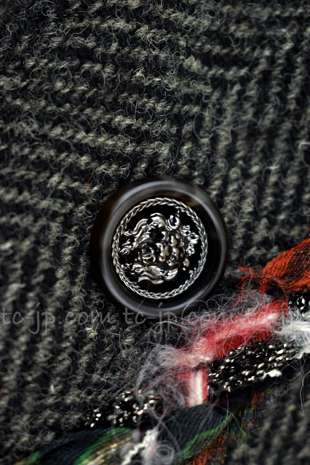 CHANEL 13PF Gray Black Trim Wool Tweed Jacket 38 40 シャネル グレー ブラック トリミング ウール ツイード ジャケット 即発