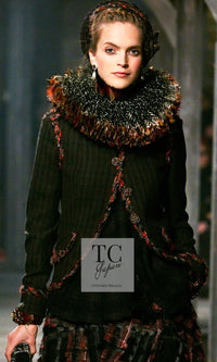 CHANEL 13PF Gray Black Trim Wool Tweed Jacket 38 40 シャネル グレー ブラック トリミング ウール ツイード ジャケット 即発