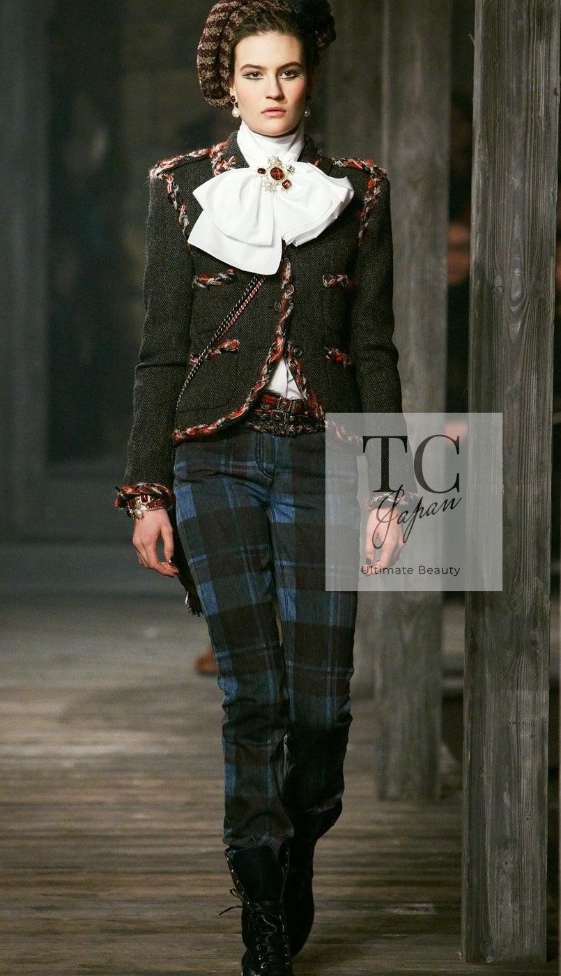 CHANEL 13PF Gray Black Trim Wool Tweed Jacket 38 40 シャネル グレー ブラック トリミング ウール ツイード ジャケット 即発