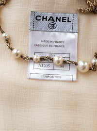 CHANEL 06A Creme Ivory Ribbon Silk Cardigan Jacket Top 34 36 38 シャネル クリーム アイボリー リボン シルク ブラウス カーディガン ジャケット 即発