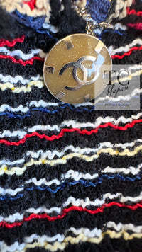 CHANEL 11C Black Border Multi Color Cropped Jacket 34 シャネル ブラック マルチカラー ストライプ ボーダー クロップド ジャケット 即発