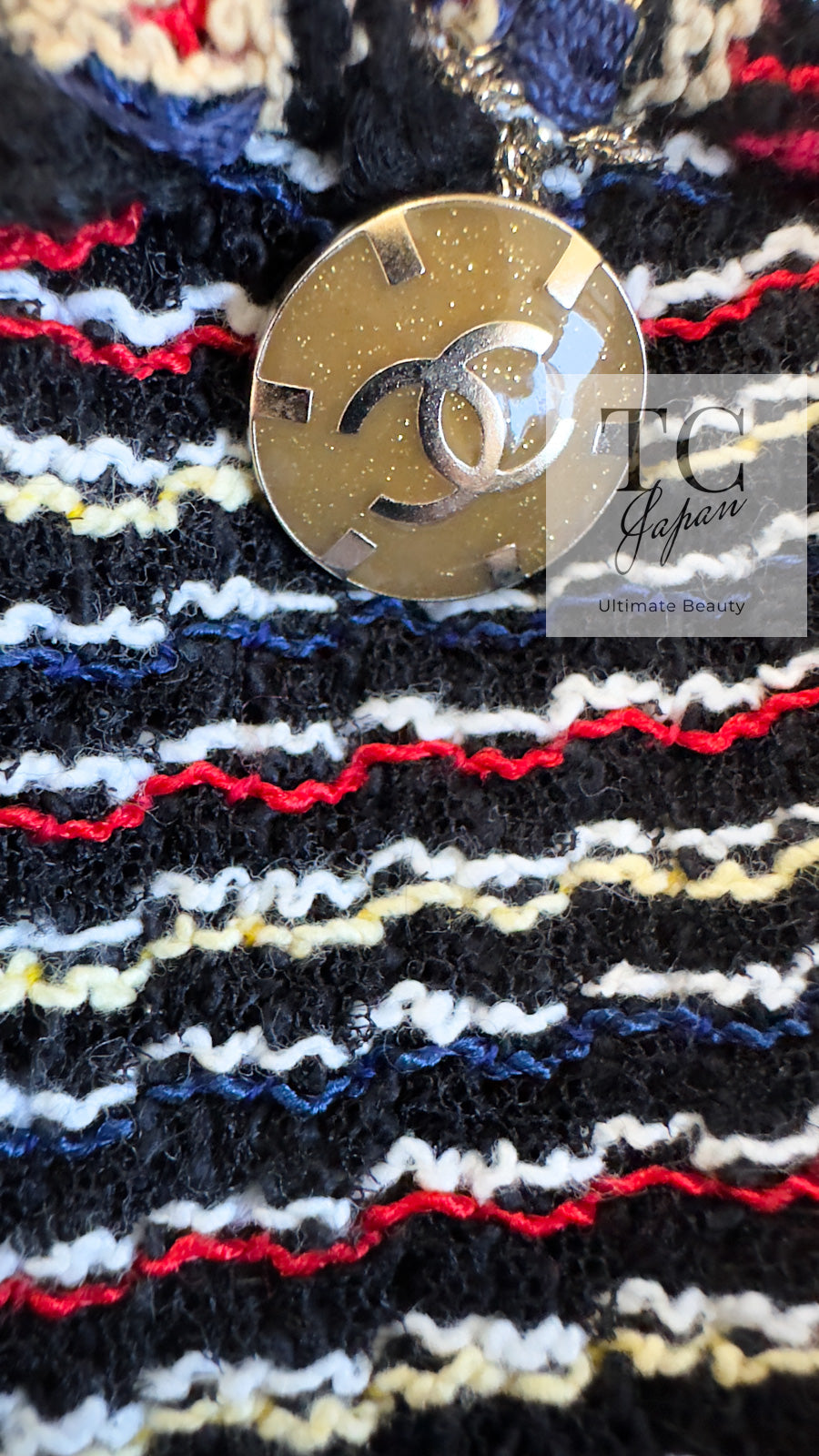 CHANEL 11C Black Border Multi Color Cropped Jacket 34 シャネル ブラック マルチカラー ストライプ ボーダー クロップド ジャケット 即発