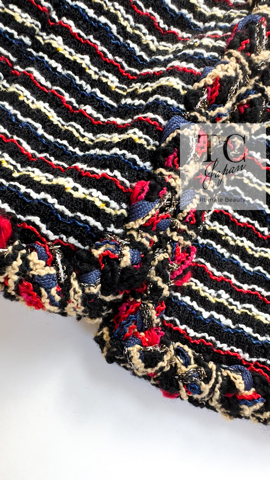 CHANEL 11C Black Border Multi Color Cropped Jacket 34 シャネル ブラック マルチカラー ストライプ ボーダー クロップド ジャケット 即発