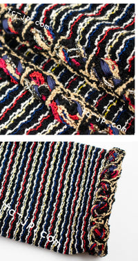 CHANEL 11C Black Border Multi Color Cropped Jacket 34 シャネル ブラック マルチカラー ストライプ ボーダー クロップド ジャケット 即発