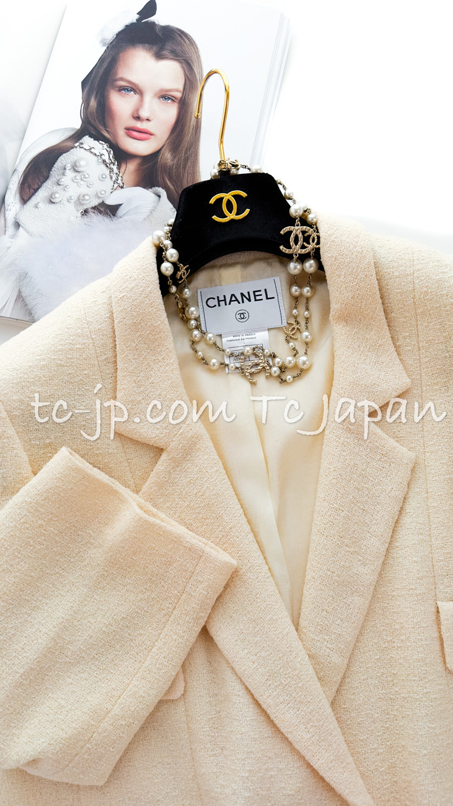 CHANEL 99S Creme Ivory Double CC Logo Wool Jacket 42 シャネル クリーム アイボリー ダブル ココボタン ジャケット 即発