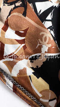 CHANEL 05S Black Brown Beige Cotton Tweed Jacket 40 シャネル ブラック ブラウン ベージュ CC ロゴ 裏地 コットン ツイード ジャケット 即発