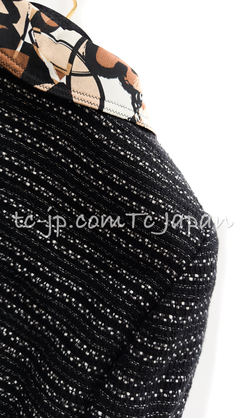 CHANEL 05S Black Brown Beige Cotton Tweed Jacket 40 シャネル ブラック ブラウン ベージュ CC ロゴ 裏地 コットン ツイード ジャケット 即発