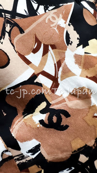 CHANEL 05S Black Brown Beige Cotton Tweed Jacket 40 シャネル ブラック ブラウン ベージュ CC ロゴ 裏地 コットン ツイード ジャケット 即発
