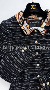 CHANEL 05S Black Brown Beige Cotton Tweed Jacket 40 シャネル ブラック ブラウン ベージュ CC ロゴ 裏地 コットン ツイード ジャケット 即発