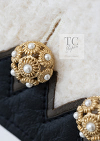 CHANEL 15PF Ivory Wool Mohair Leather Trim Jacket 34 38 シャネル アイボリー ウール モヘア レザートリム ジャケット 即発