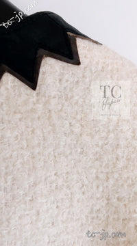 CHANEL 15PF Ivory Wool Mohair Leather Trim Jacket 34 38 シャネル アイボリー ウール モヘア レザートリム ジャケット 即発