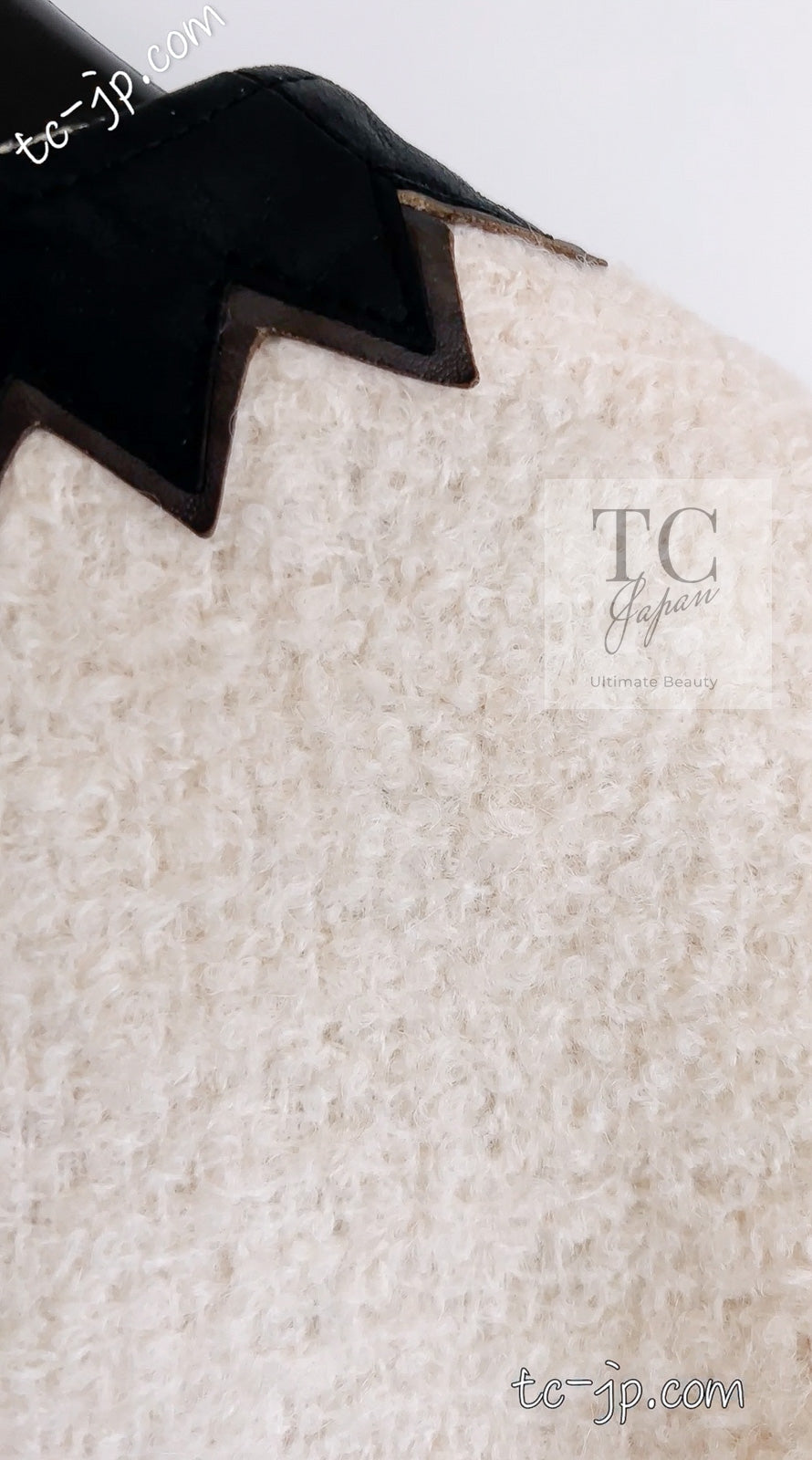 CHANEL 15PF Ivory Wool Mohair Leather Trim Jacket 34 38 シャネル アイボリー ウール モヘア レザートリム ジャケット 即発