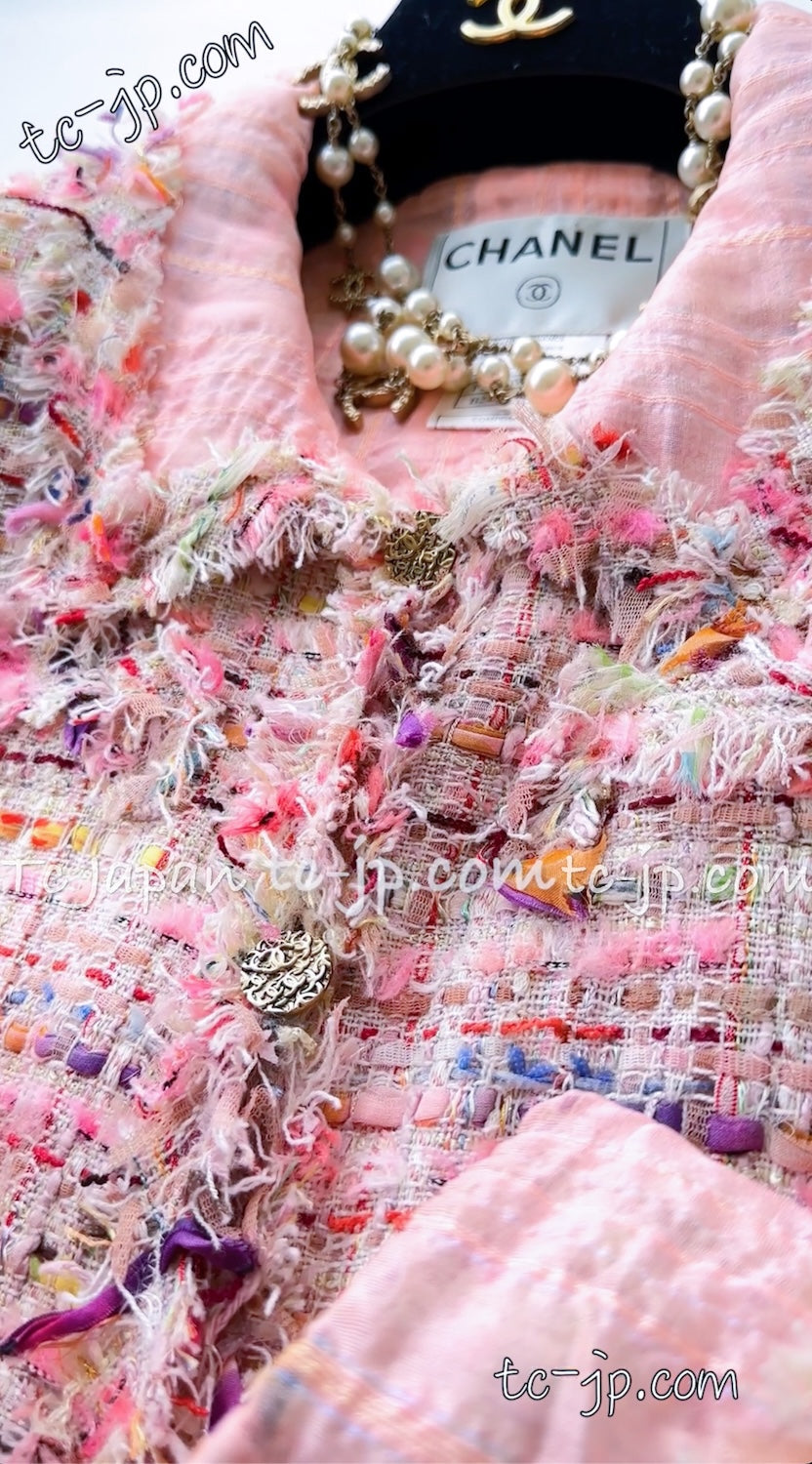 シャネル ジャケット CHANEL ピンク コットン シルク ミックス  