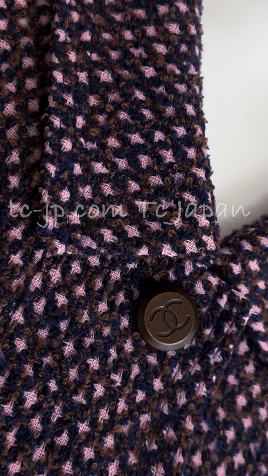 CHANEL 98A Vintage Purple Navy Wool Silk Tweed Jacket 38 シャネル ヴィンテージ パープル ネイビー ウール シルク ツイード ジャケット 即発