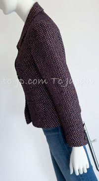 CHANEL 98A Vintage Purple Navy Wool Silk Tweed Jacket 38 シャネル ヴィンテージ パープル ネイビー ウール シルク ツイード ジャケット 即発