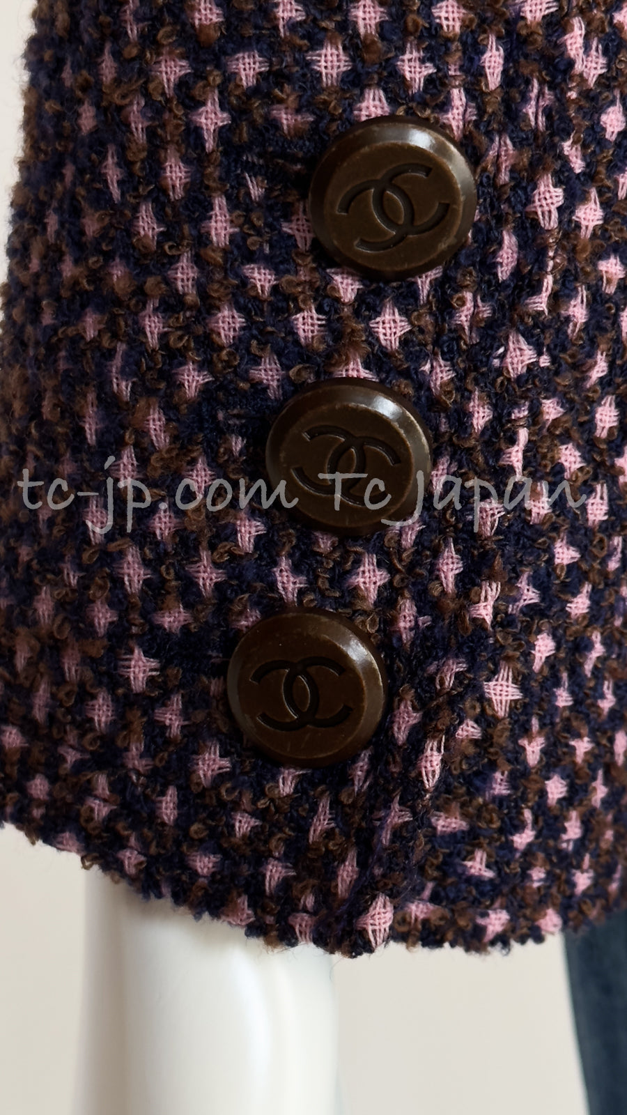 CHANEL 98A Vintage Purple Navy Wool Silk Tweed Jacket 38 シャネル ヴィンテージ パープル ネイビー ウール シルク ツイード ジャケット 即発