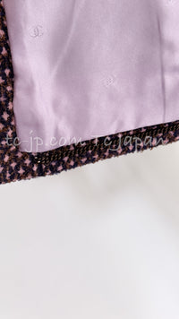 CHANEL 98A Vintage Purple Navy Wool Silk Tweed Jacket 38 シャネル ヴィンテージ パープル ネイビー ウール シルク ツイード ジャケット 即発