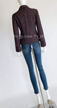 CHANEL 98A Vintage Purple Navy Wool Silk Tweed Jacket 38 シャネル ヴィンテージ パープル ネイビー ウール シルク ツイード ジャケット 即発