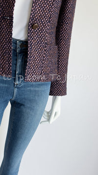 CHANEL 98A Vintage Purple Navy Wool Silk Tweed Jacket 38 シャネル ヴィンテージ パープル ネイビー ウール シルク ツイード ジャケット 即発