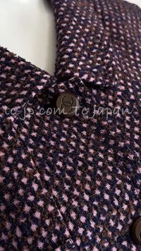 CHANEL 98A Vintage Purple Navy Wool Silk Tweed Jacket 38 シャネル ヴィンテージ パープル ネイビー ウール シルク ツイード ジャケット 即発