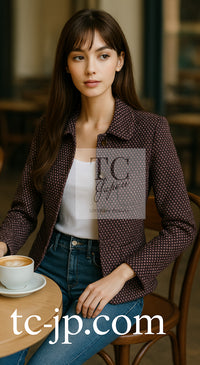 CHANEL 98A Vintage Purple Navy Wool Silk Tweed Jacket 38 シャネル ヴィンテージ パープル ネイビー ウール シルク ツイード ジャケット 即発
