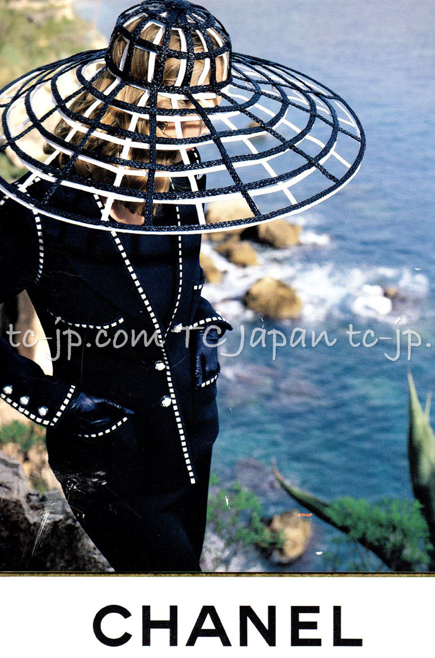 CHANEL 92S Vintage Navy Ivory Trim Camellia Buttons Jacket Skirt Suit 38 シャネル ヴィンテージ ネイビー アイボリー トリム カメリアボタン ジャケット スカート スーツ 即発