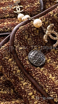 CHANEL 97A Vintage Olive Brown Wool Leather Trim Tweed Jacket 40 42 シャネル オリーブ ブラウン ウール レザー トリム ツイード ジャケット 即発