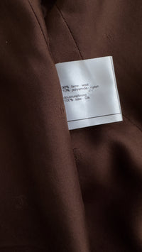 CHANEL 97A Vintage Olive Brown Wool Leather Trim Tweed Jacket 40 42 シャネル オリーブ ブラウン ウール レザー トリム ツイード ジャケット 即発
