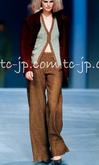 CHANEL 97A Vintage Olive Brown Wool Leather Trim Tweed Jacket 40 42 シャネル オリーブ ブラウン ウール レザー トリム ツイード ジャケット 即発