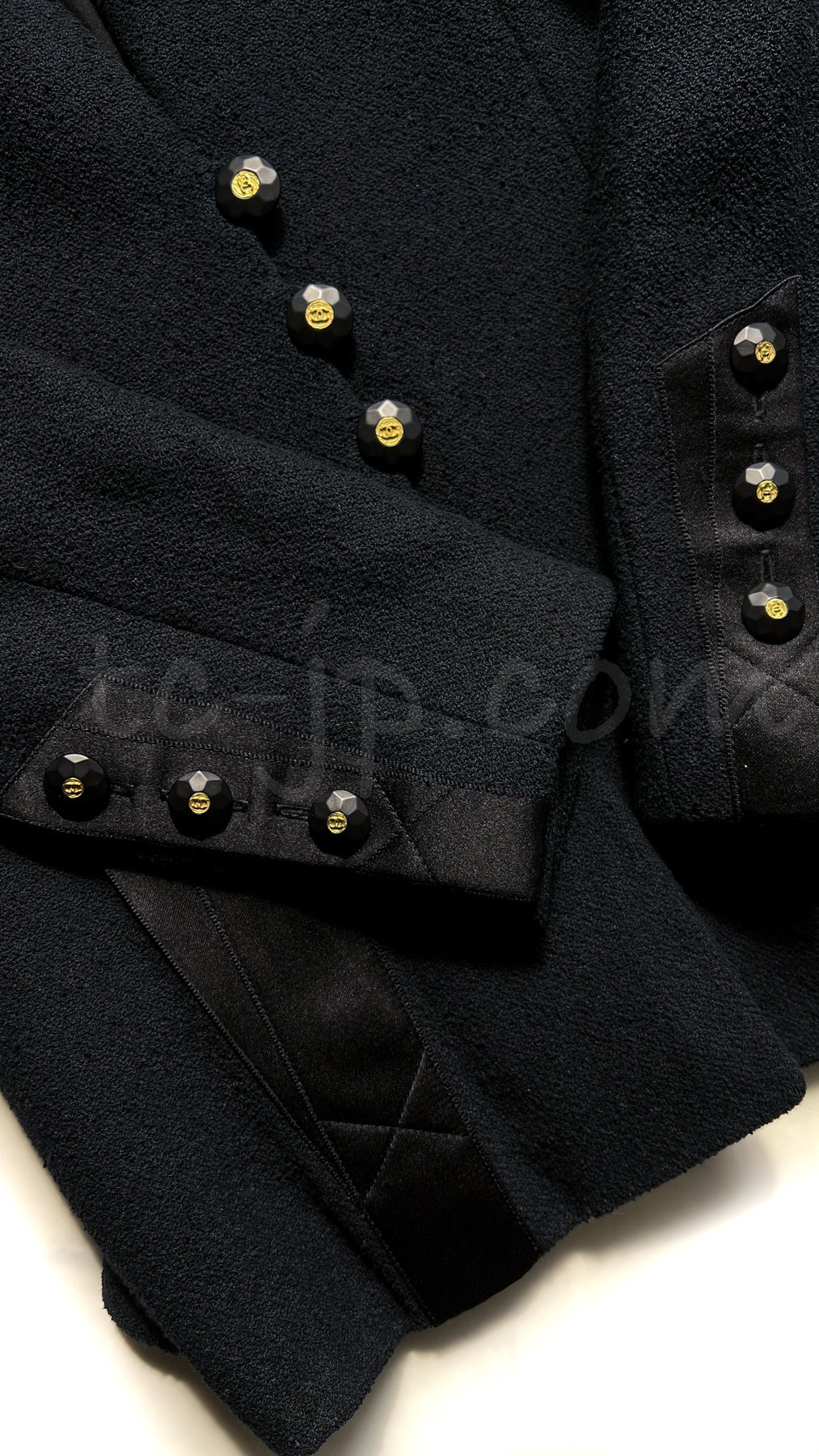 CHANEL 94S Vintage Navy Black Wool Cotton Supermodel Jacket 38 シャネル ヴィンテージ ネイビー ブラック ウール コットン スーパーモデル ジャケット 即発
