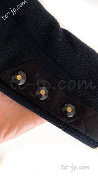 CHANEL 94S Vintage Navy Black Wool Cotton Supermodel Jacket 38 シャネル ヴィンテージ ネイビー ブラック ウール コットン スーパーモデル ジャケット 即発