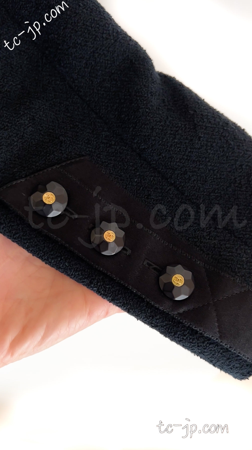 CHANEL 94S Vintage Navy Black Wool Cotton Supermodel Jacket 38 シャネル ヴィンテージ ネイビー ブラック ウール コットン スーパーモデル ジャケット 即発