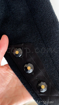 CHANEL 94S Vintage Navy Black Wool Cotton Supermodel Jacket 38 シャネル ヴィンテージ ネイビー ブラック ウール コットン スーパーモデル ジャケット 即発