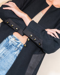 CHANEL 94S Vintage Navy Black Wool Cotton Supermodel Jacket 38 シャネル ヴィンテージ ネイビー ブラック ウール コットン スーパーモデル ジャケット 即発