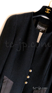 CHANEL 94S Vintage Navy Black Wool Cotton Supermodel Jacket 38 シャネル ヴィンテージ ネイビー ブラック ウール コットン スーパーモデル ジャケット 即発
