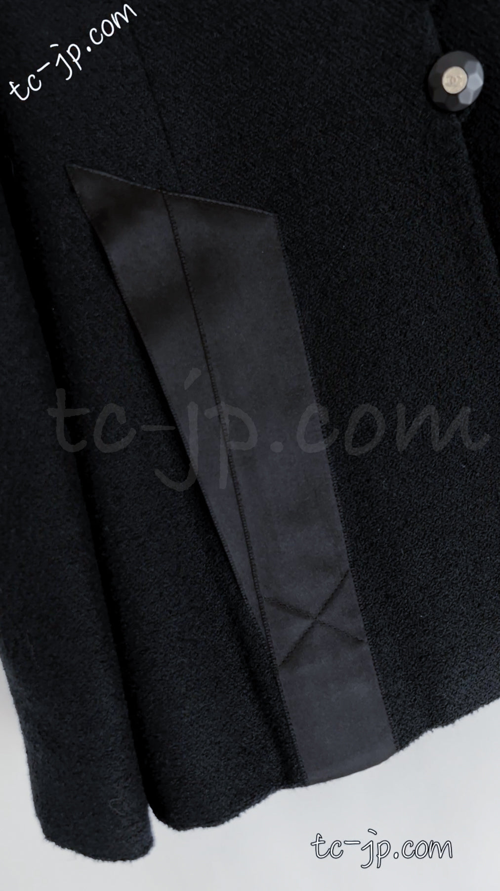 CHANEL 94S Vintage Navy Black Wool Cotton Supermodel Jacket 38 シャネル ヴィンテージ ネイビー ブラック ウール コットン スーパーモデル ジャケット 即発