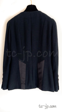 CHANEL 94S Vintage Navy Black Wool Cotton Supermodel Jacket 38 シャネル ヴィンテージ ネイビー ブラック ウール コットン スーパーモデル ジャケット 即発