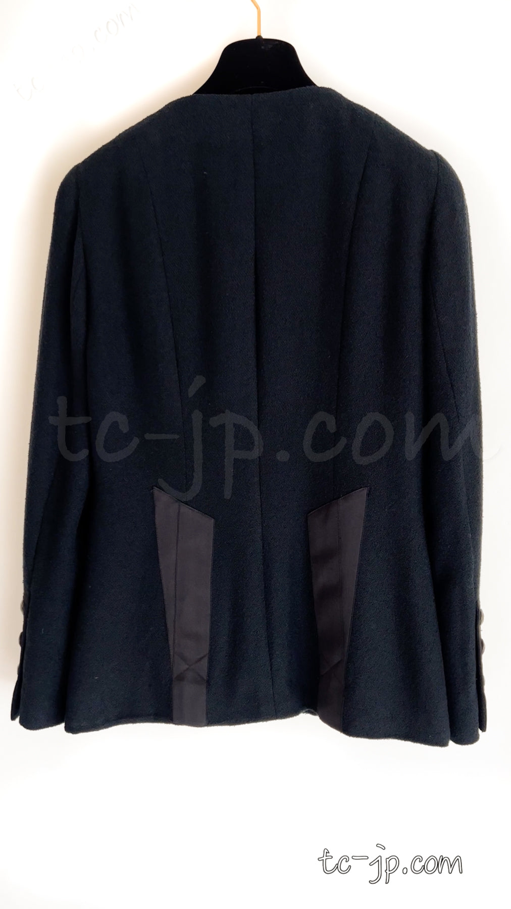CHANEL 94S Vintage Navy Black Wool Cotton Supermodel Jacket 38 シャネル ヴィンテージ ネイビー ブラック ウール コットン スーパーモデル ジャケット 即発