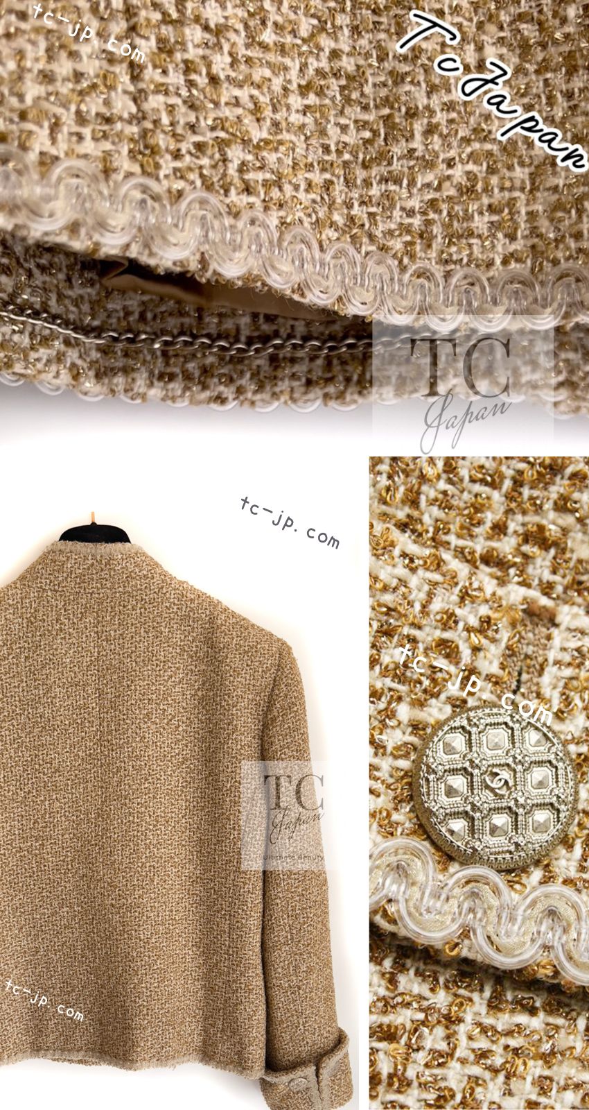 CHANEL 13C Gold Silk Blend Lesage Tweed Jacket 40 シャネル ゴールド ルサージュ ツイード ジャケット 即発