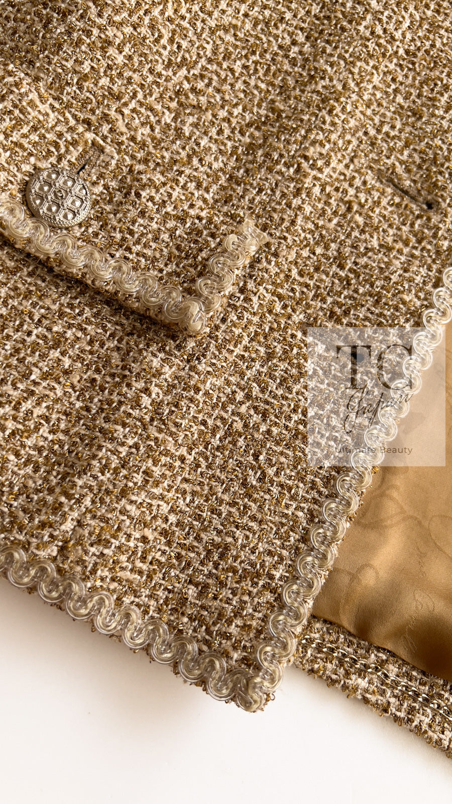 CHANEL 13C Gold Silk Blend Lesage Tweed Jacket 40 シャネル ゴールド ルサージュ ツイード ジャケット 即発