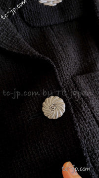 CHANEL 12S Black CC Silver Logo Cotton Tweed Jacket 34 36 38 シャネル ブラック CCロゴ シルバー刺繍 コットン ツイード ジャケット 即発