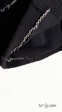 CHANEL 12S Black CC Silver Logo Cotton Tweed Jacket 34 36 38 シャネル ブラック CCロゴ シルバー刺繍 コットン ツイード ジャケット 即発