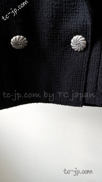 CHANEL 12S Black CC Silver Logo Cotton Tweed Jacket 34 36 38 シャネル ブラック CCロゴ シルバー刺繍 コットン ツイード ジャケット 即発