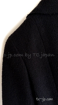 CHANEL 12S Black CC Silver Logo Cotton Tweed Jacket 34 36 38 シャネル ブラック CCロゴ シルバー刺繍 コットン ツイード ジャケット 即発