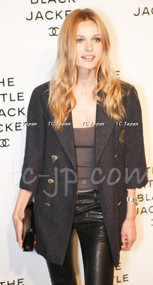 CHANEL 12S Black CC Silver Logo Cotton Tweed Jacket 34 36 38 シャネル ブラック CCロゴ シルバー刺繍 コットン ツイード ジャケット 即発