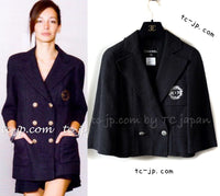 CHANEL 12S Black CC Silver Logo Cotton Tweed Jacket 34 36 38 シャネル ブラック CCロゴ シルバー刺繍 コットン ツイード ジャケット 即発